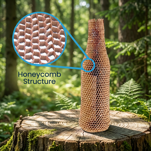 Eco-Friendly Flexible Honeycomb Core Kraft Paper Bottle Sleeve Protective Cushioning Wrap for <b>Glass</b> Bottles - Product Image 2