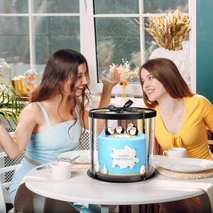 Contenedores Redondos y Cuadrados Transparentes de Plástico PET para Pasteles Navideños, Cajas de Plástico para Panadería y Cumpleaños - Product Image 5