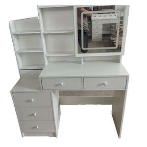 Compact <b>Lighted</b> Panel Makeup Vanity Set <b>with</b> <b>Mirror</b> Modern Elegant <b>Dressing</b> <b>Table</b> for Small Space Bedroom Furniture - Product Image 6