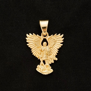 Pendentif Dragon-Slaying Saint-Michel et Saint-<span class=keywords><strong>Georges</strong></span> Vintage en Acier Inoxydable 316 Plaqué Or 18 carats PVD Style Hip Hop – Meilleure Vente - Product Image 2