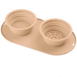 Katlanabilir 2 <span class=keywords><strong>In</strong></span> 1 çevre dostu 500ml evcil köpekler silikon katlanır seyahat su yiyecek kasesi fincan çanak - Product Image 1