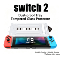 Protection d'écran en verre trempé pour Nintendo Switch 2 avec plateau d'application automatique anti-poussière et kit d'installation à alignement instantané
