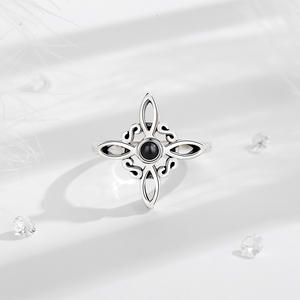 Changda女性用925スターリングシルバーブラック黒曜石<span class=keywords><strong>pagan</strong></span> wiccanジュエリーケルト魔女結び目リング男性用 - Product Image 6