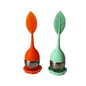 Cute Leaf Shape Silicone <strong>Tea</strong> Infuser with Stainless Steel Mesh Ball Loose Leaf <strong>Tea</strong> Strainer Filter <strong>Diffuser</strong> - Product Image 1