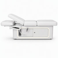 Lit de beauté électrique avec armoire de rangement, base à lumière d'ambiance LED, télécommande, hauteur réglable, lit de soin du visage pour salon de beauté et spa