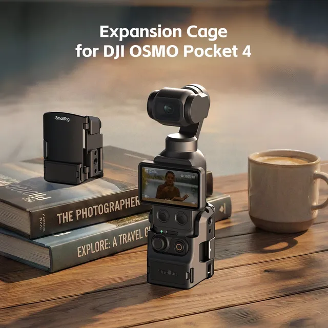 For Aluminum Alloy Custom Metal Cage for Osmo Pocket 4 Expansion Adapter Accessories with 1/4"-20 Locating Holes 6002