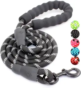 Correa de nailon trenzado reflectante para perro, cuerda de plomo, táctica, impermeable, personalizada