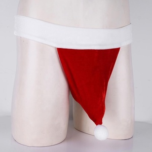 Sous-vêtements sexy de <span class=keywords><strong>Noël</strong></span> rouges pour hommes, chapeau de Père <span class=keywords><strong>Noël</strong></span>, bikini en velours, <span class=keywords><strong>string</strong></span> - Product Image 2