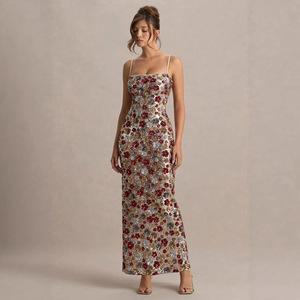 2026 Factory Elegant Lady Strapless Dress Floral Long Gown <strong>Sexy</strong> Backless Women <strong>Party</strong> Back Split Maxi Sequin Evening Dresses - Product Image 2