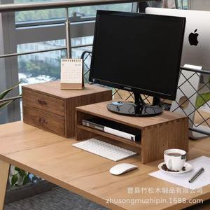 Wooden Double Drawer <b>Storage</b> <b>Box</b> Solid Wood Office Desk Organizer Rectangle Shape With Partitions For <b>Document</b> And - Product Image 3