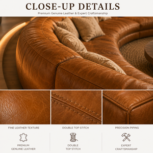Ensemble de canapés modulaires de luxe en cuir véritable, sans accoudoirs, en forme de L, avec dossier rigide et pieds en bois, pour villas, complexes hôteliers, clubs et hôtels - Product Image 4