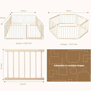 Corralito de Madera para Bebés con Puerta, Expandible y Modificable, Barrera de Seguridad para Niños Pequeños - Product Image 4