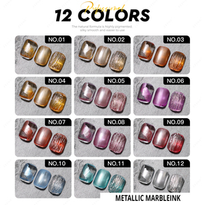 Kit Profesional de Gel Metálico para <span class=keywords><strong>Uñas</strong></span>, Secado Rápido en 60s, 12 Colores de Alta Pigmentación, Efecto Cromo Vibrante, Base Acuosa, Ecológico - Product Image 5