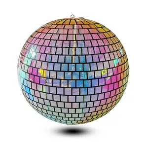 2023 Hot Sale Hanging Disco Shiny Christmas Ball Mirror Rainbow Balloon Inflatable Disco Mirror Ball For Christmas Party Show