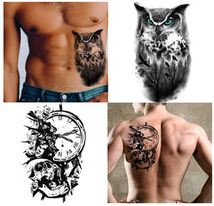 Pegatinas <span class=keywords><strong>de</strong></span> <span class=keywords><strong>tatuajes</strong></span> temporales <span class=keywords><strong>de</strong></span> gran tamaño para hombre y mujer, pegatinas negras <span class=keywords><strong>de</strong></span> gran tamaño, 62 hojas, 10 <span class=keywords><strong>tatuajes</strong></span> <span class=keywords><strong>de</strong></span> gran tamaño que se ven <span class=keywords><strong>reales</strong></span> - Product Image 3