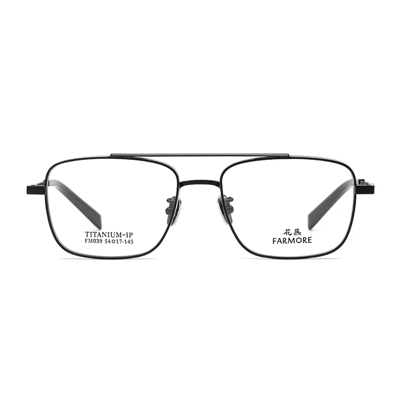 VENTES d'usine hommes prêt stock double pont ultra léger carré titane lunettes montures de lunettes optiques