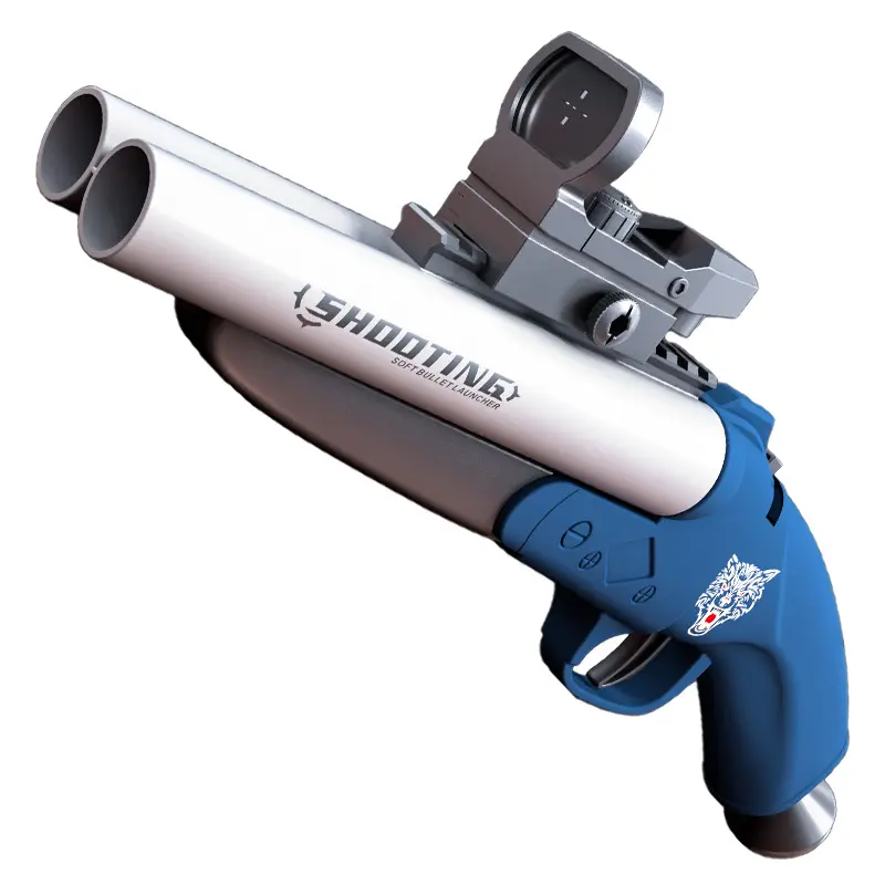 Spray de tubo duplo macio bala arma parafuso manual jogando shell shotgun frango comendo brinquedo arma meninos