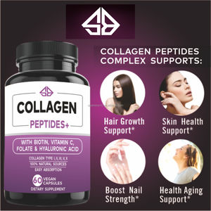 OEM 100% Colágeno Natural en Péptidos, Ácido Hialurónico, Vitamina C, Biotina y Folato para Mujeres, Suplemento de Belleza, 60 Unidades - Product Image 2