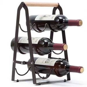 Porte-vin pliable de bureau en métal noir, étagère de rangement pour 6 bouteilles, pour les fêtes et la maison - Product Image 5