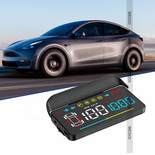 For Tesla Model 3 Y  Tv HUD-T4 Mirror Head-Up Display Speed Mileage Safety Indicator Light Driving Time System Accessories 2023