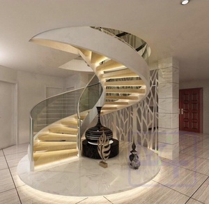 Escada Espiral Curva/Arcada de Luxo Moderna para Interiores, Construção em Ferro, Placa Dupla Lateral, Tamanho Personalizado, Fabricada na China - Product Image 1
