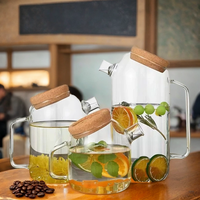 Carafe en verre borosilicate sans BPA, faite à la main, avec couvercle en liège, ensemble de carafes pour eau potable