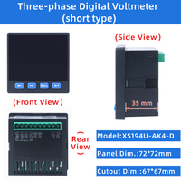 Meteran Arus XS-194I/194U Tiga Fasa Amperemeter dan Voltmeter Akurasi 0,5% Layar Digital