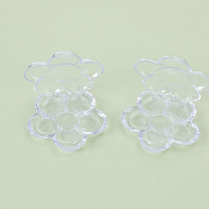 Petal Shaped Eyeshadow Palette Sampler <b>Box</b> Transparent Plastic Cosmetic Container With Flip Lid DIY <b>Makeup</b> Organizer Cute Style - Product Image 3