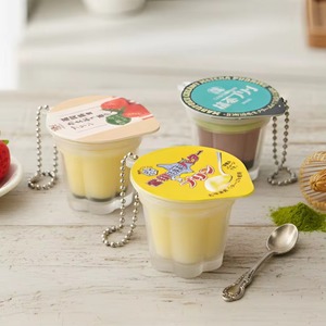 Dessert themed Pudding <b>Keychain</b> Simulation Jelly Key Ring Squishy Slow Rebound Pudding Bag Charm Pendant - Product Image 5