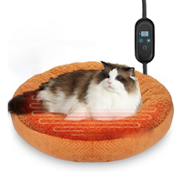 Lit pour chat rond chauffant en fausse fourrure, amovible et lavable, préservation de la chaleur, style personnalisable, utilisation en intérieur
