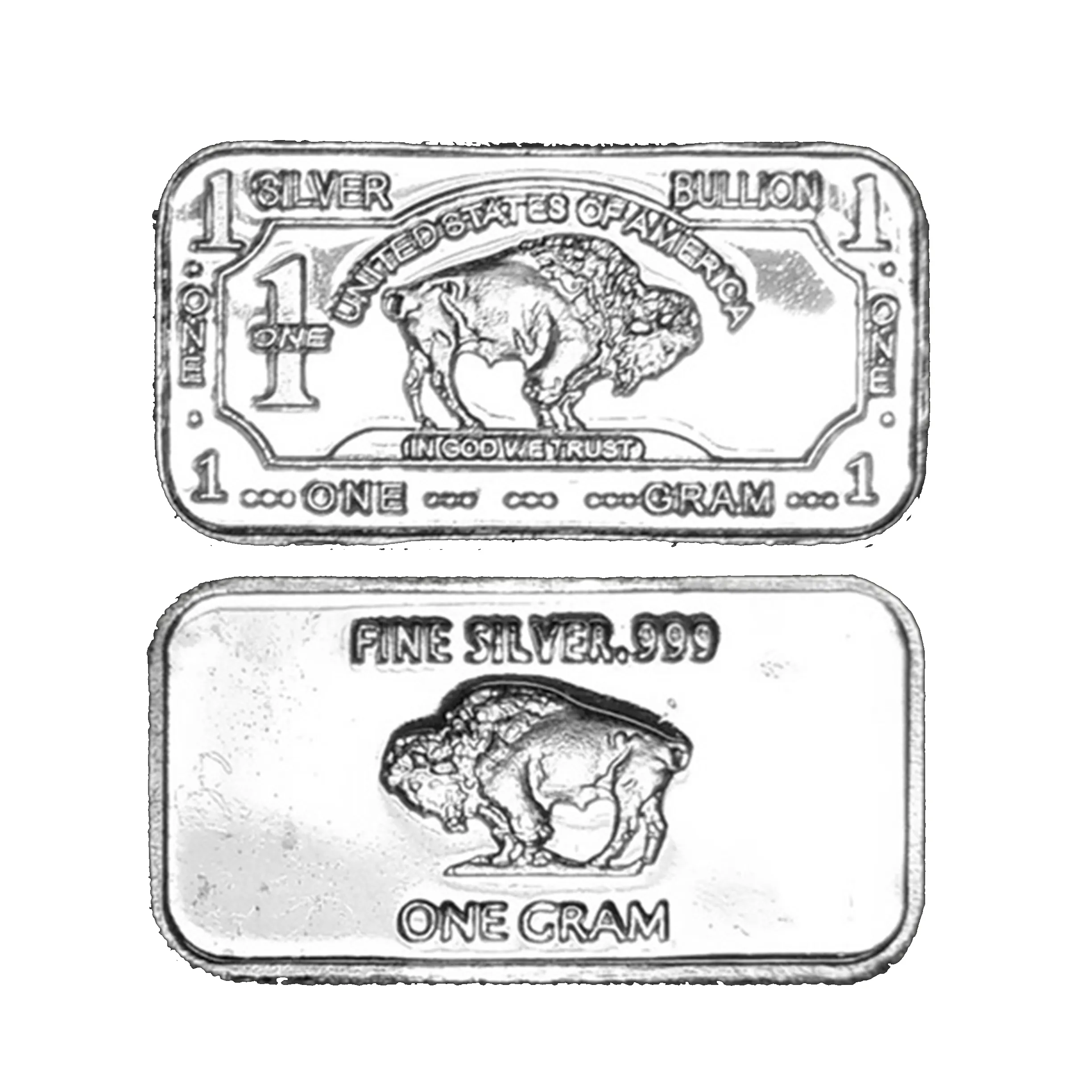 1 gramm Animal Buffalo Solid Pure .999 FINE Silver Bullion Bar zum Verkauf