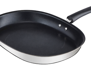 Sartén Ovalada Metálica para Pescado, Negra y Plateada, 36 cm - Product Image 1