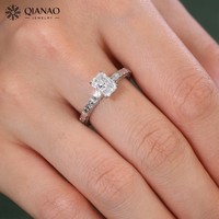 Bague de fiançailles vintage en argent sterling 925 avec diamant de laboratoire taille radiant certifié IGI GIA et gravure filigrane