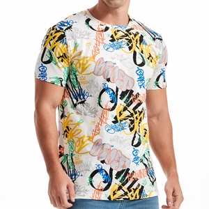 T-shirt décontracté d'été pour homme, coupe classique, tricoté, imprimé, à manches courtes, col rond, avec tissu respirant et anti-plis pour le fitness - Product Image 1