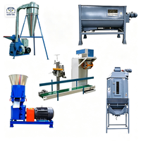 Ligne de production de machines à granulés d'aliments pour animaux entièrement automatique, comprend des équipements de concassage, de mélange, de refroidissement et d'emballage
