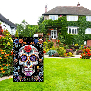 Bandera de Jardín al por Mayor de 12*18'' con Temática del Día de Muertos en México, Diseño Personalizado, Doble Capa, Bandera para Patio o Casa - Product Image 4