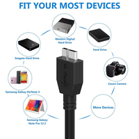 Câble adaptateur USB 3.0 Micro B mâle avec conducteur en cuivre pur, blindage tressé, charge rapide 3A, gaine en PVC pour appareil photo et ordinateur
