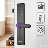 Cerradura Inteligente Digital Wi-Fi Tuya para Puertas de Madera y Acero, Aleación de Aluminio, APP, Huella Dactilar, Tarjeta, Llave