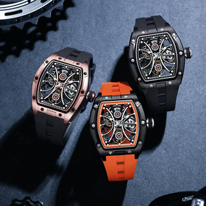 Montres mécaniques bleu ciel en gros pour le dropshipping, boîtier en acier, tourbillon automatique, cadran ajouré de luxe, Shanghai, silicone, unisexe - Product Image 6