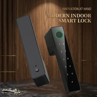 Serrure connectée intelligente en alliage d'aluminium pour porte en bois, avec empreinte digitale, mot de passe, carte et clé, contrôle via l'application Tuya pour le stockage des données cloud