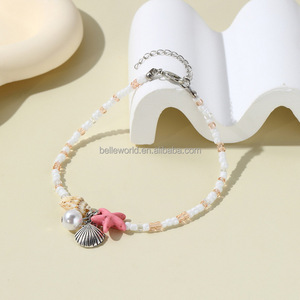 Tobilleras de Venta caliente de BELLEWORLD para mujer, joyería de moda, tobilleras para niñas, joyería <span class=keywords><strong>tejida</strong></span> hecha a mano diaria para pies, <span class=keywords><strong>tobillera</strong></span> de concha con cuentas - Product Image 4