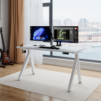 Bureau de travail moderne modulaire pivotant à succès – Poste de travail blanc ergonomique réglable en hauteur avec un moteur et 2 niveaux