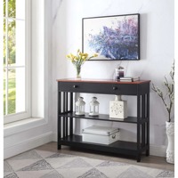 Table console d'entrée moderne de luxe noire à 3 niveaux avec tiroir pour salon, faible MOQ