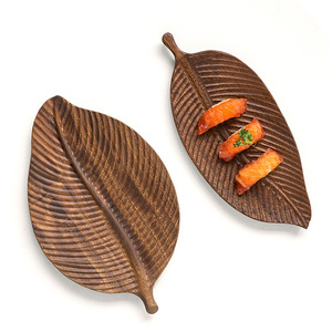 Walnut Wood Leaf Plate 30x12cm 30x18cm 38x15cm 48x18cm Handmade <b>Snack</b> <b>Tray</b> For Tea Coffee Party Serving - Product Image 4