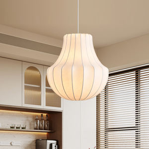 Ciondolo fatto a mano <span class=keywords><strong>Beige</strong></span> bianco tessuto di seta illuminazione a sospensione fatto a mano nordico <span class=keywords><strong>lampadario</strong></span> per la vendita singola lampada a sospensione - Product Image 1