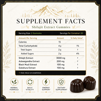 Gummies de Shilajit de l'Himalaya Naturelles OEM, Véganes, Antioxydantes, Complément Énergisant