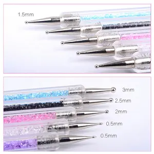 Crystal Beads Handle Rhinestone Studs Picker Wax Pencil Manicure Nail Art Tool Dual-ended Nail Dotting Pen