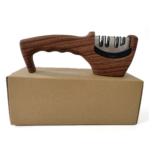 Aiguiseur de couteaux à 4 sections Aiguiseur de couteaux manuel Aiguiseur de couteaux couleur <span class=keywords><strong>bois</strong></span> avec série <span class=keywords><strong>ciseaux</strong></span> - Product Image 1