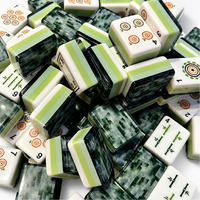 Jeu de Mahjong américain 166 tuiles en acrylique vert marbré pixelisé effet jade à 4 couches, motif floral, OEM