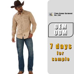 Camisas Vaqueras <span class=keywords><strong>de</strong></span> Manga Larga para <span class=keywords><strong>Hombre</strong></span>, 100% Algodón, con Logotipo Personalizado, Duraderas, con Botones a Presión, Estilo Occidental, con Bolsillos, para Verano, Fabricante OEM - Product Image 2
